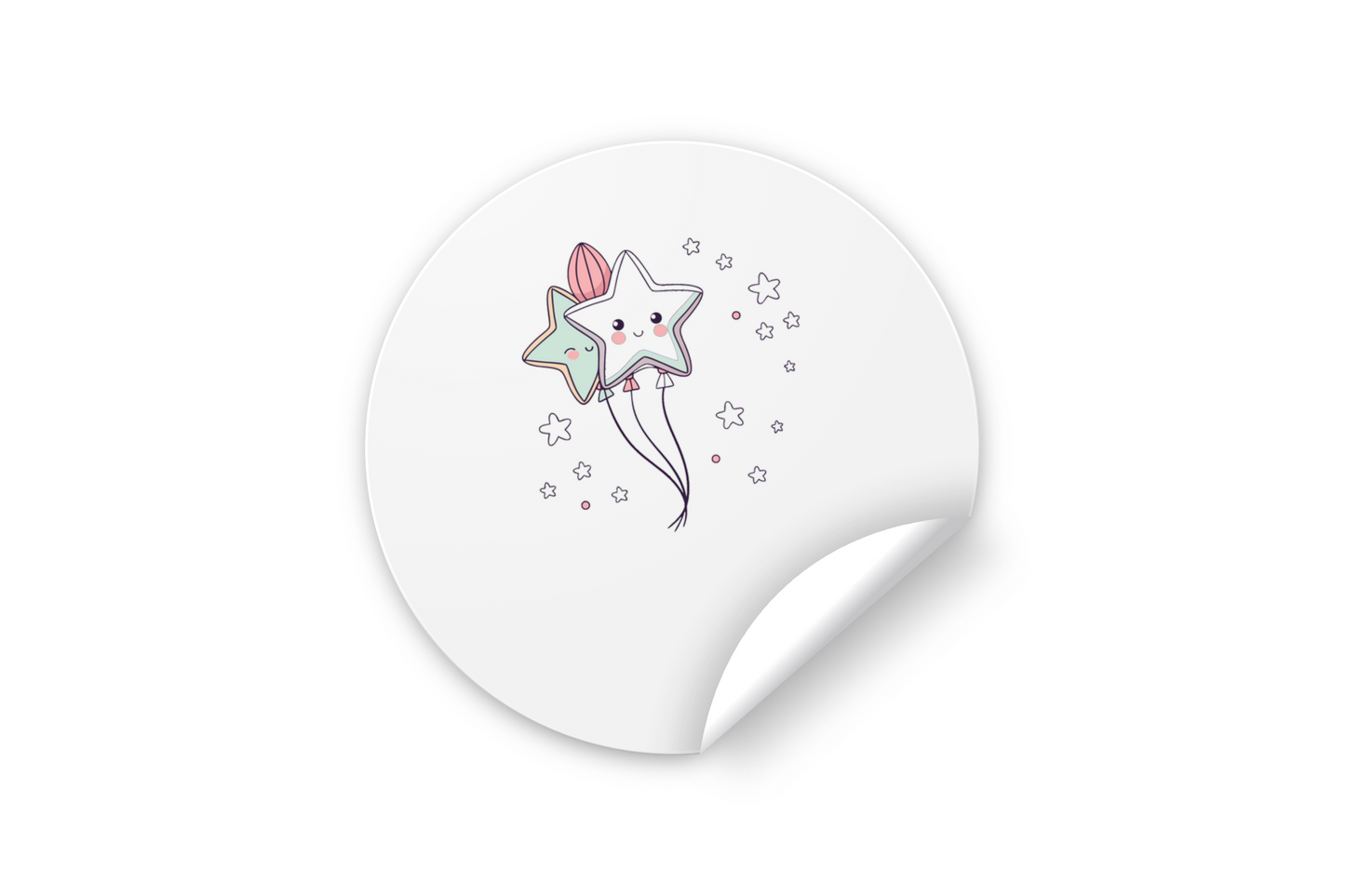 Sticker kawaii étoile ballon pour décorations fun et ludiques.