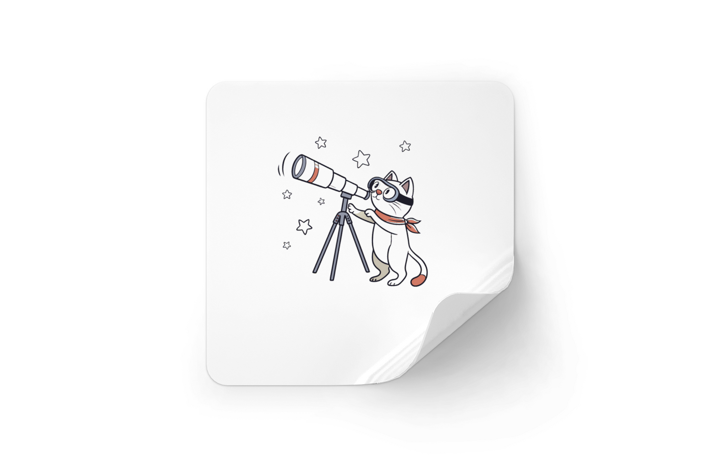Sticker au motif de chat contemplant les étoiles dans un style astronomique élégant