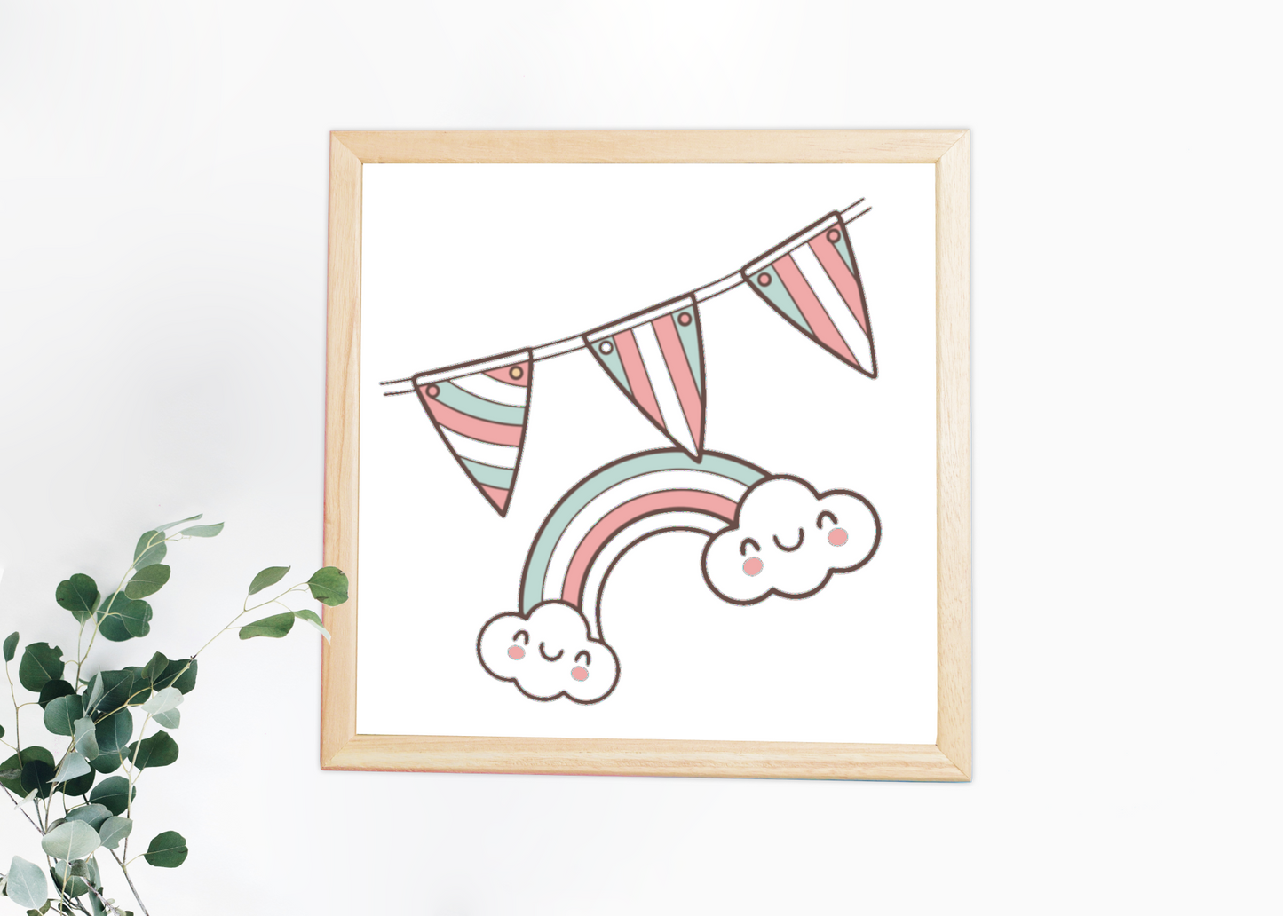 Affiche de cadre d'arc-en-ciel kawaii, pour tout type de décoration murale.
