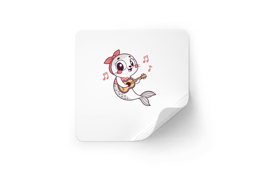 Sticker avec sirène guitare dansante en style cartoon pour ambiance musicale joyeuse