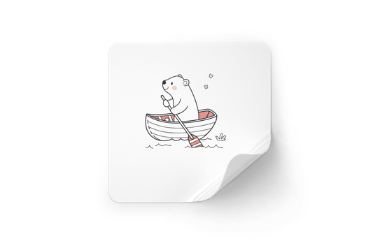 Sticker avec illustration vintage d'un ours joyeux naviguant en aventure nautique