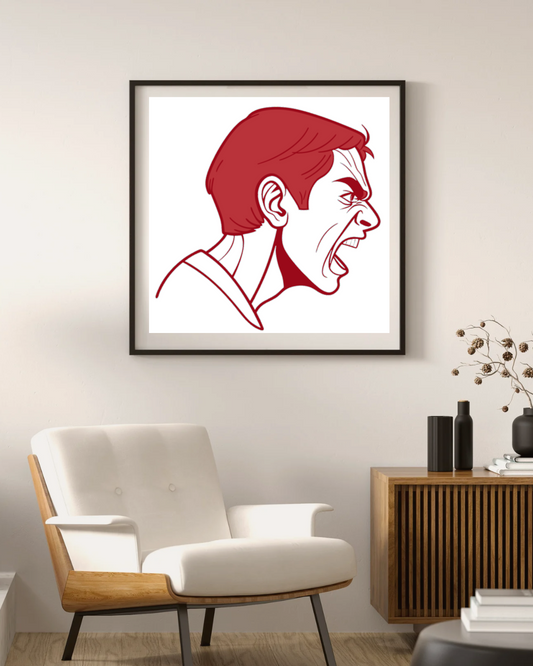 Cadre avec icône numérique monochrome criant émotion forte