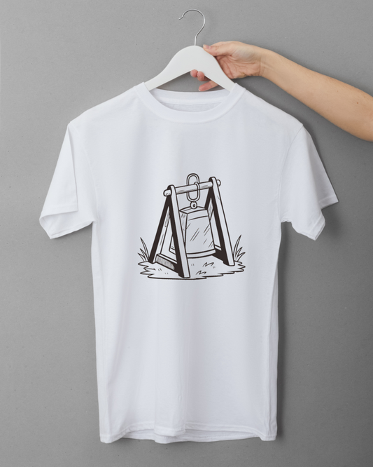 T-shirt chic avec dessin relaxant de cloche sur fond naturel pour ambiance zen
