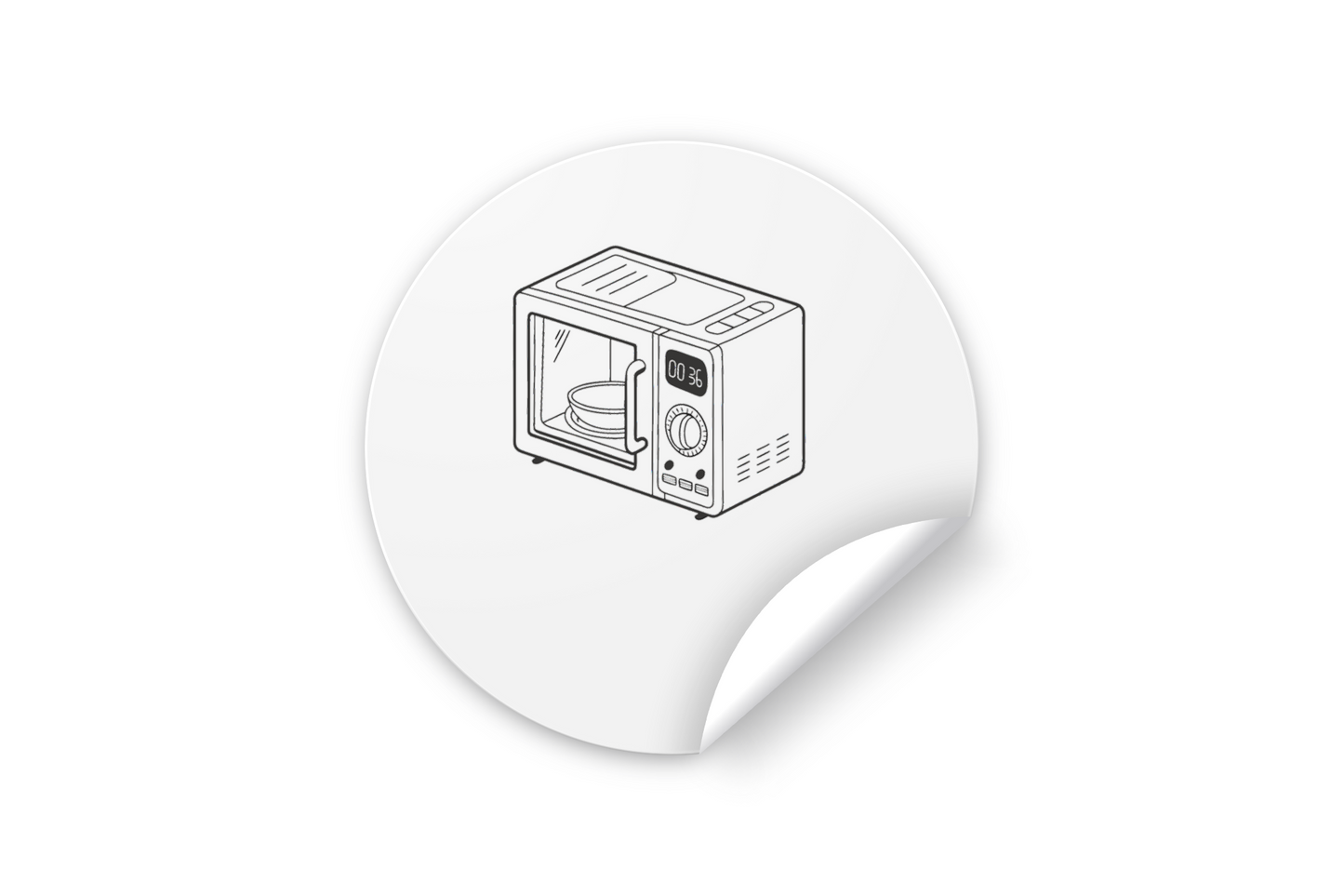 Sticker avec icône de micro-ondes style moderne pour cuisine tendance