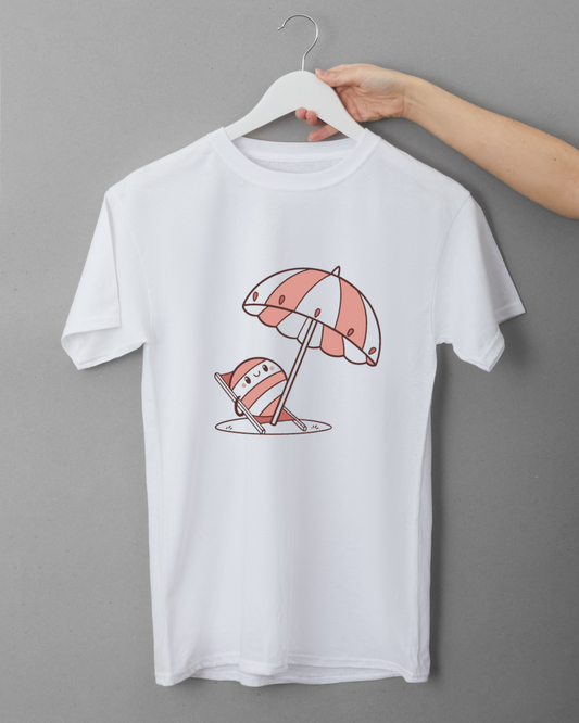 T-shirt kawaii été avec personnage mignon et parasol pour un look estival amusant