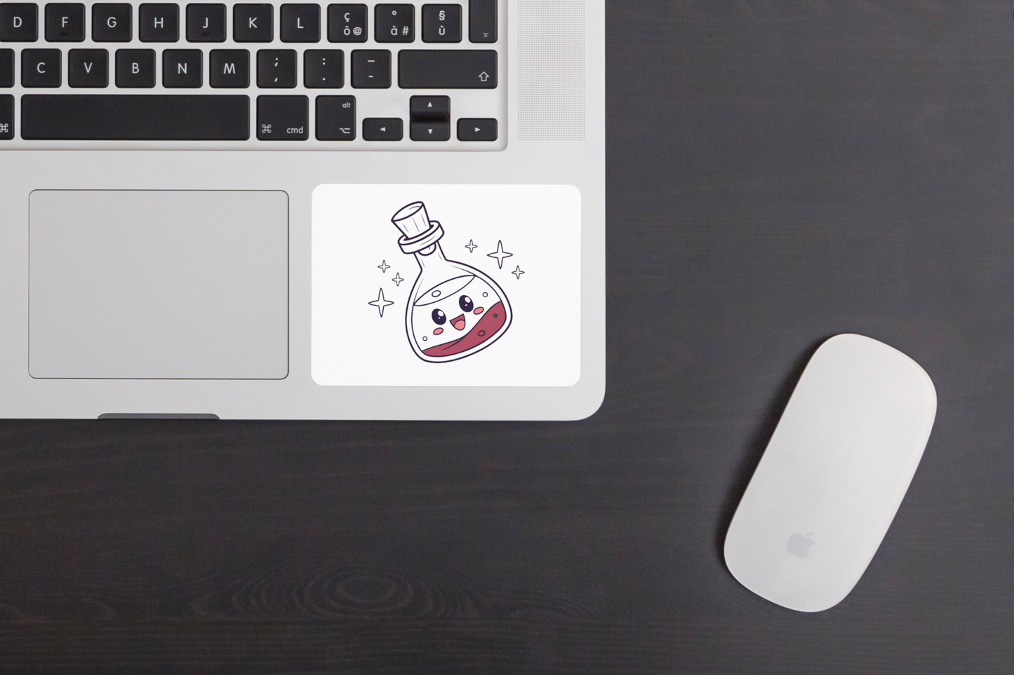 Sticker décoratif de potion joyeuse au style kawaii avec touches magiques