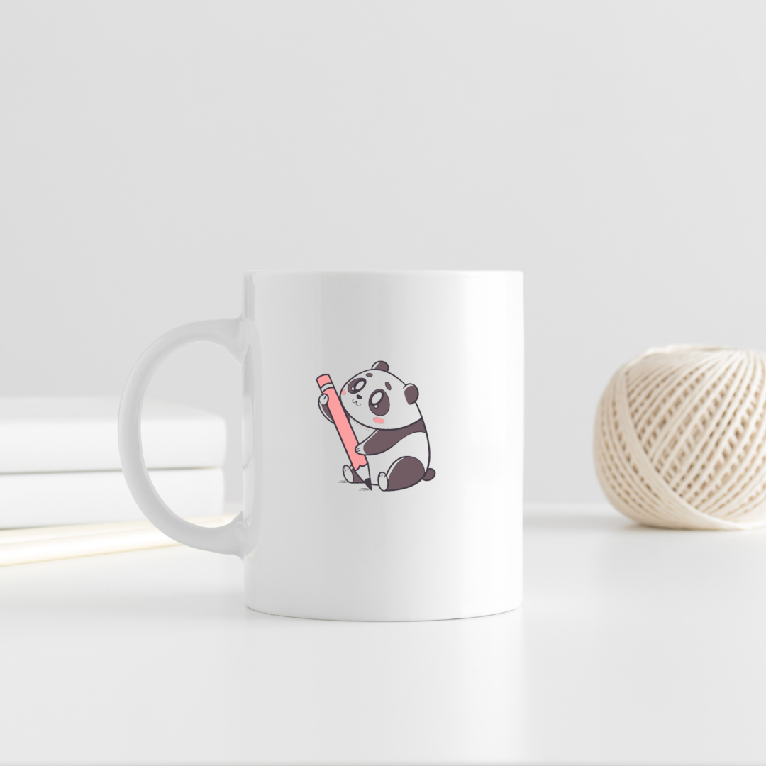 Mug avec panda joyeux style pastel pour une papeterie créative amusante