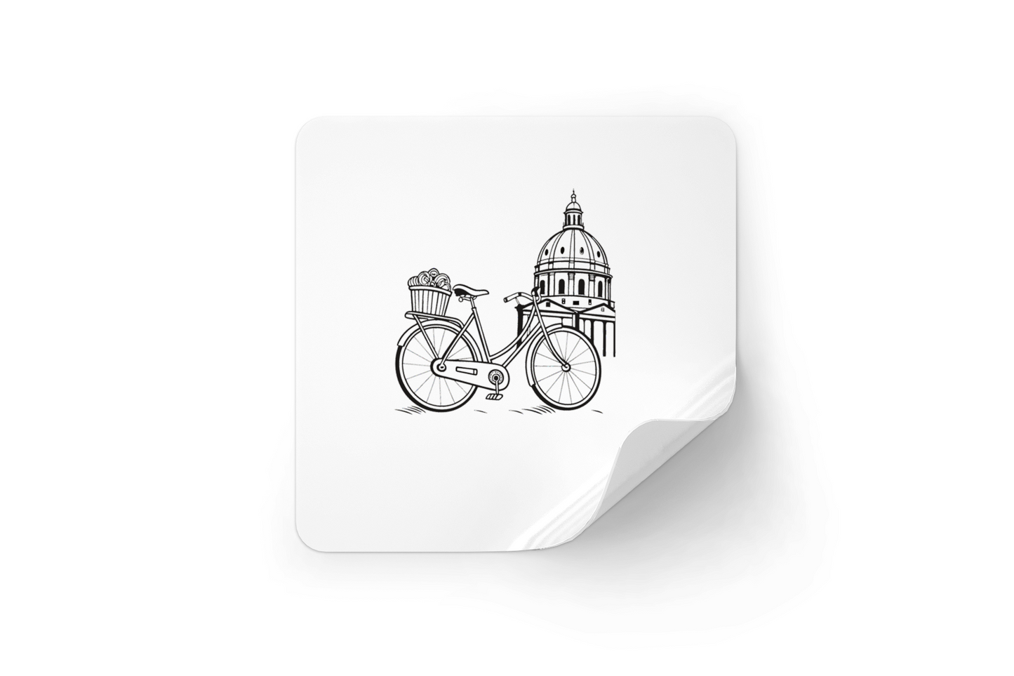 Sticker avec bicyclette vintage à Paris, un design urbain et élégant