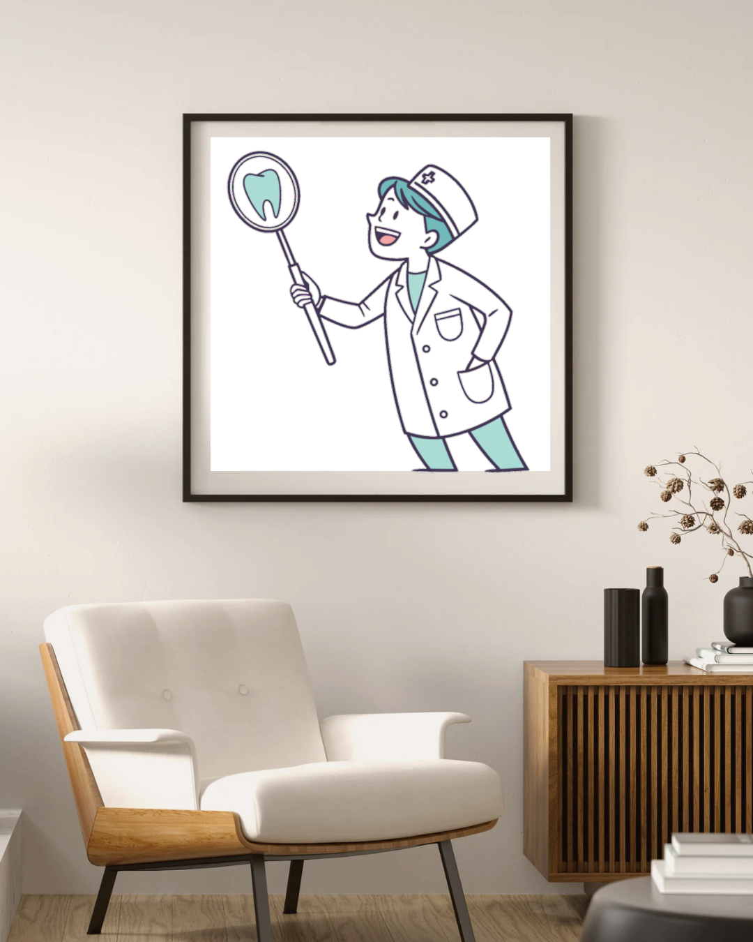 Dentiste joyeux avec modèle de dent | SVG Vintage