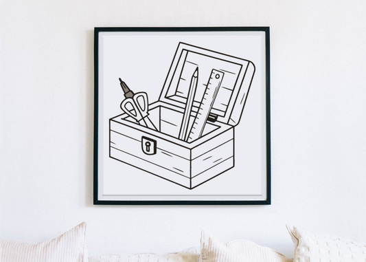 Cadre moderne avec une icône digitale épurée et design monochrome élégant