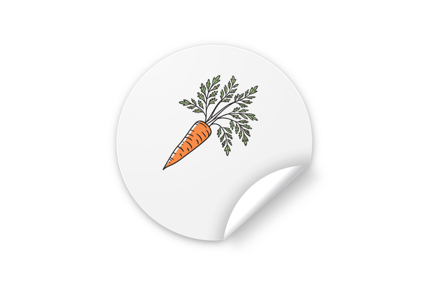Sticker jardinage avec carotte joyeuse illustrée, design humoristique et attrayant