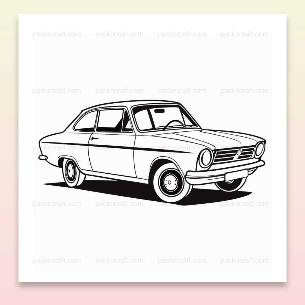 Illustration de l'Opel Kadett 1965, style ligne artistique