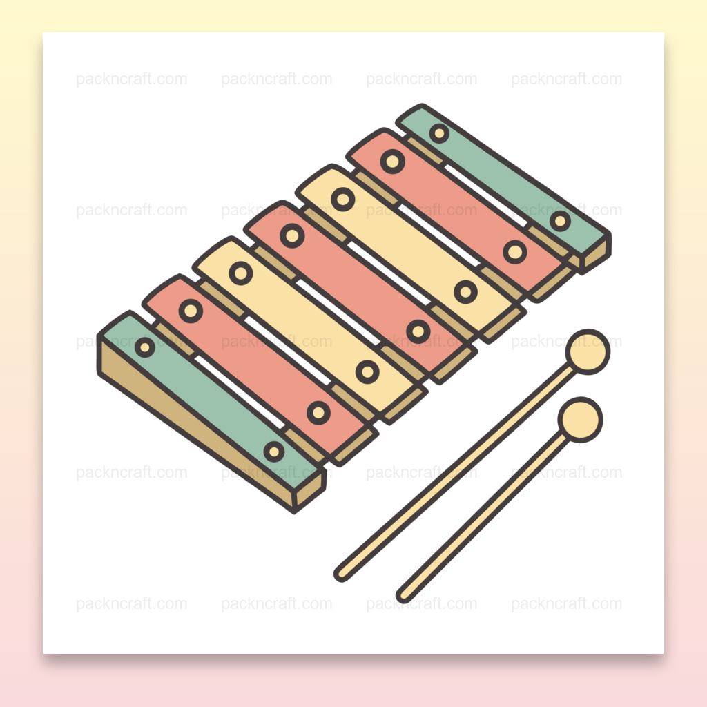 Illustration d'un xylophone pastel mélodieux, design flat pour projets créatifs