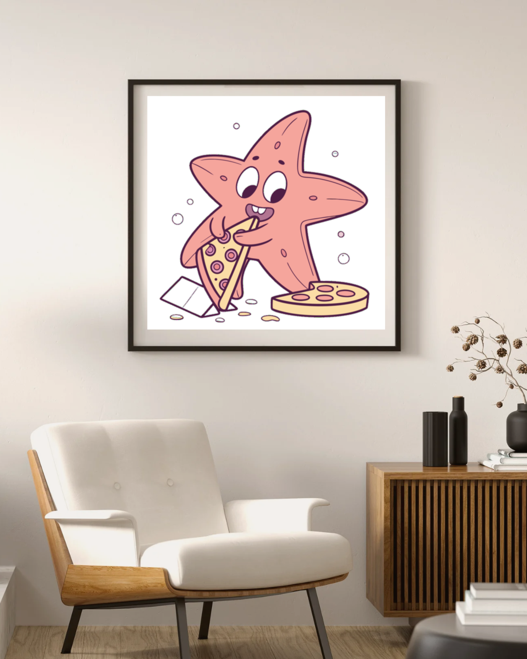 Cadre avec étoile de mer kawaii dans un style marin enchanteur