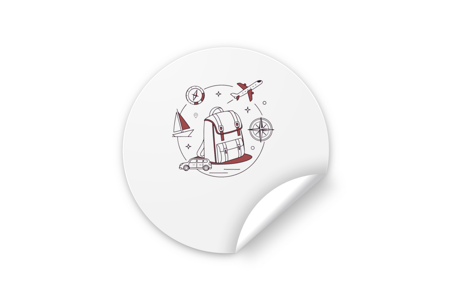 Sticker montrant un sac à dos minimaliste sur le thème du voyage parfait pour aventuriers