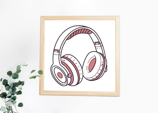 Cadre élégant avec casque audio moderne et vibrant pour ambiance musicale énergique