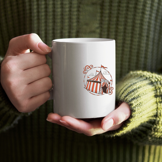 Design de chapiteau de cirque sur mug pour cadeaux personnalisés.