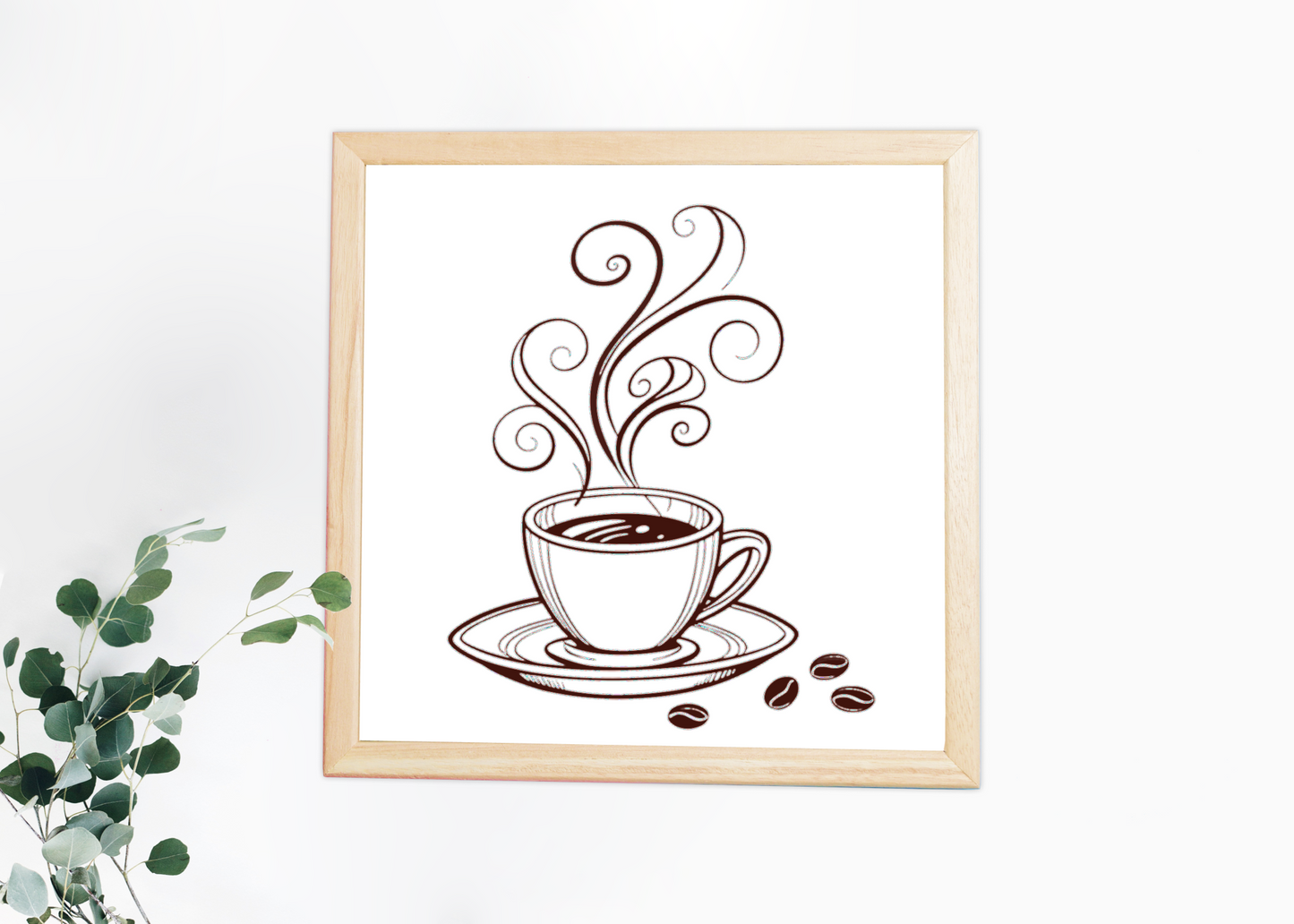 Cadre avec icône café stylisée, créant une ambiance chaleureuse et élégante