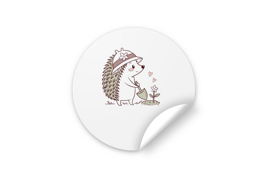 Sticker hérisson doodle coloré sur le thème nature, idéal pour personnalisation