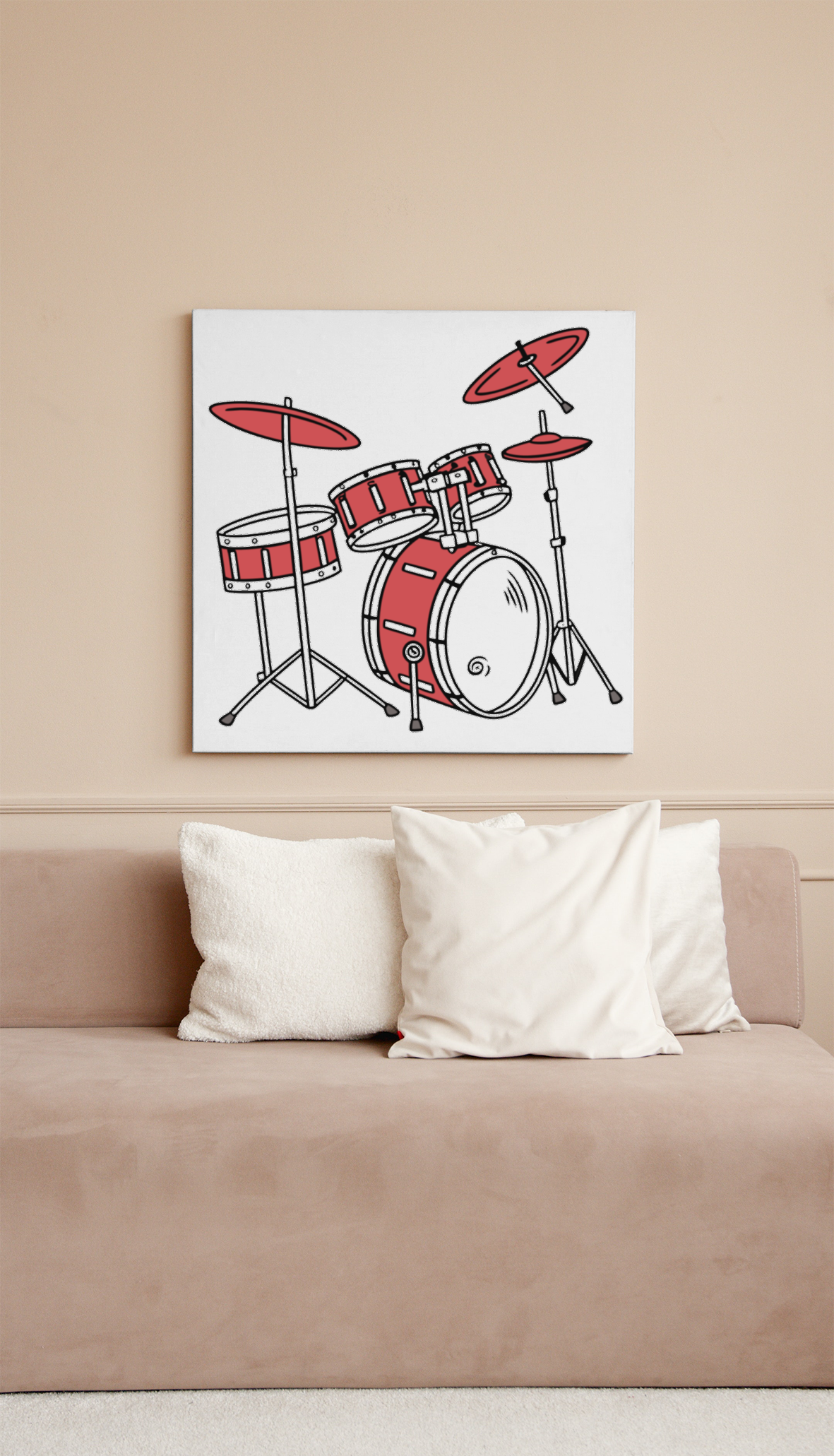 Cadre moderne avec batterie musicale, design minimaliste et créatif surprenant
