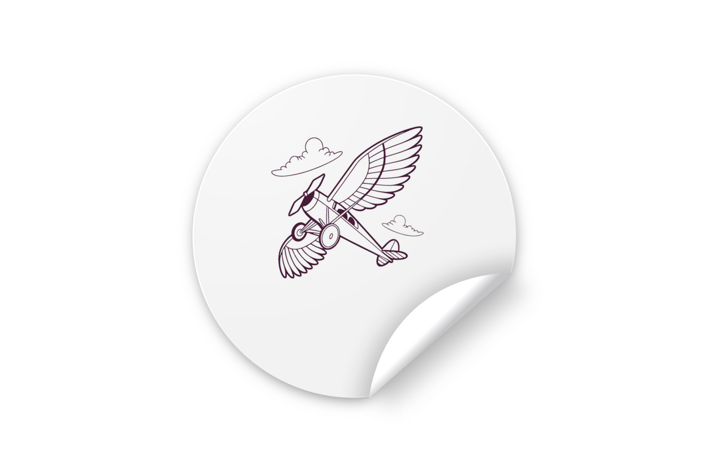 Sticker avec un avion en doodle stylisé, parfait pour les amateurs d'aventure