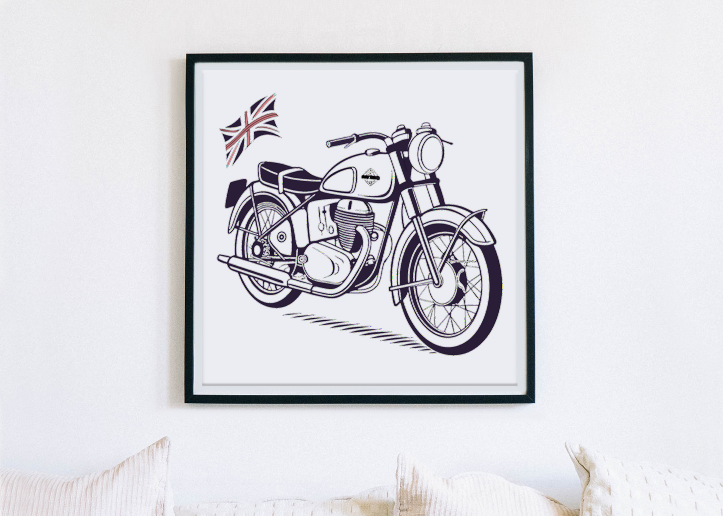 Cadre déco avec la moto BSA Gold Star 1955, style rétro