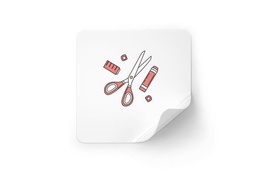 Sticker au style minimaliste avec icône numérique sur fond de papeterie créative