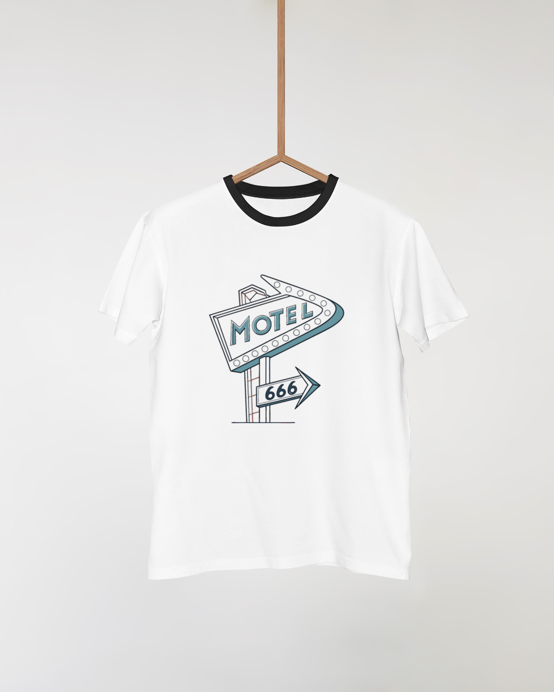 Motif d'enseigne motel sur un t-shirt, idéale pour mode rétro unique