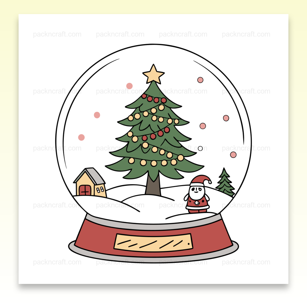 Illustration de boule de Noël avec sapin et Père Noël en SVG pour décoration festive