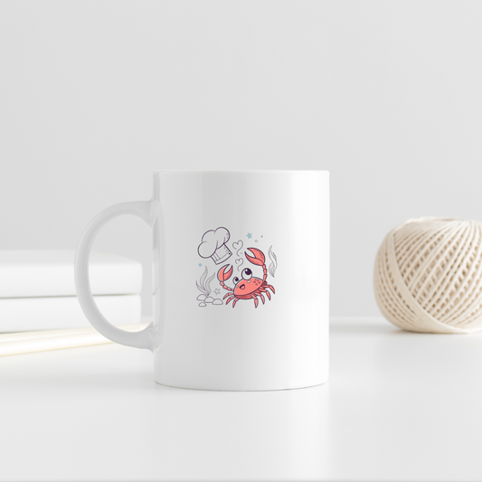 Mug avec motif amusant de crabe chef dans un style cartoon côtes océaniques