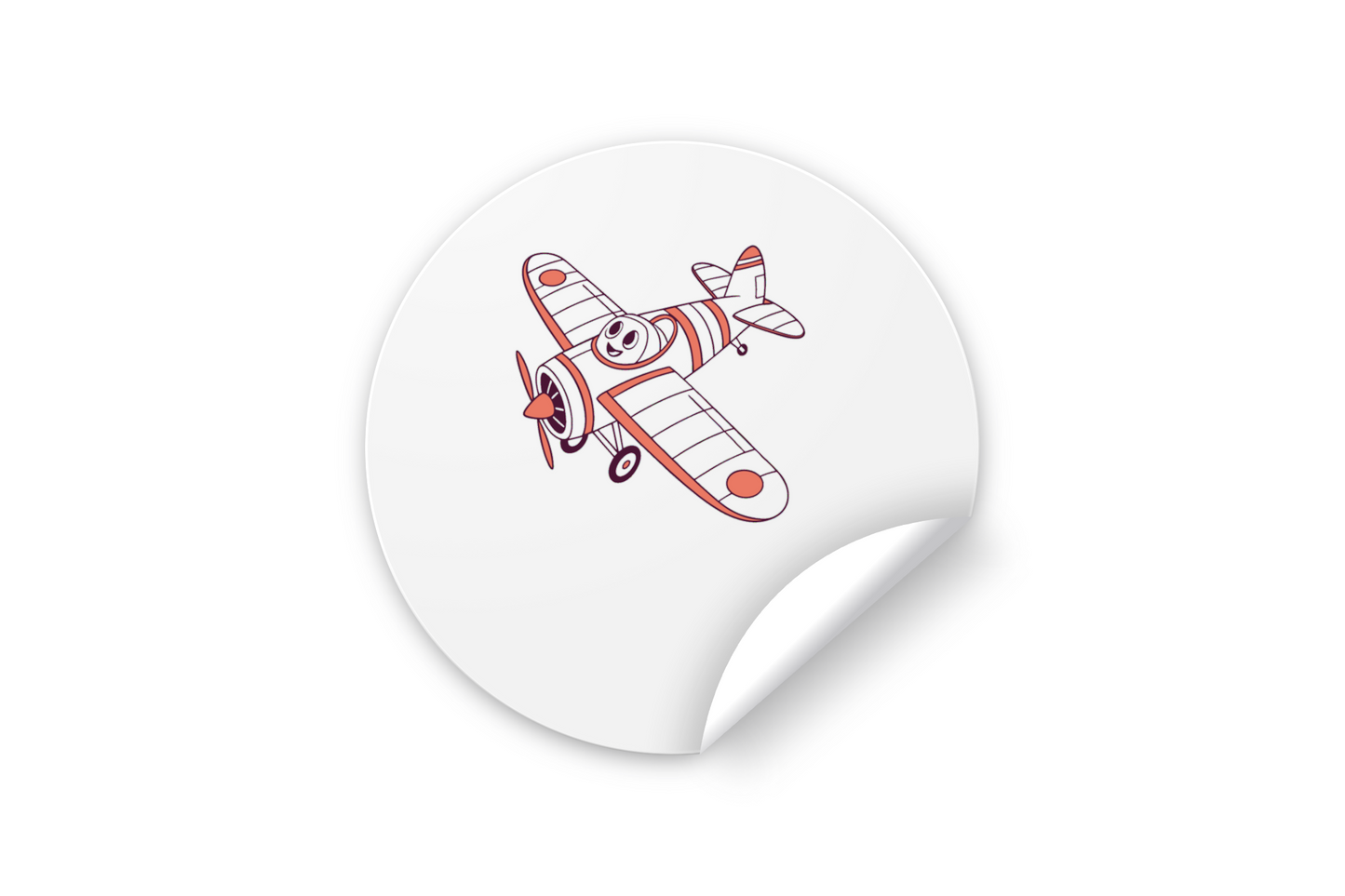 Sticker avec avion cartoon en vol joyeux sur fond aérien axé aventure céleste