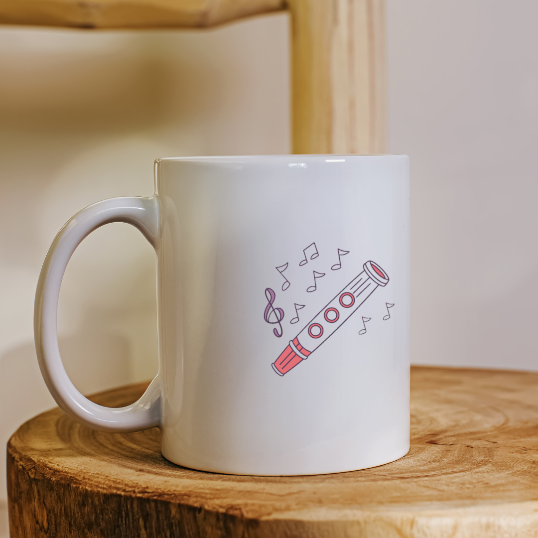 Mug cartoon décoré d'une flûte enchantée dans un univers musical et captivant