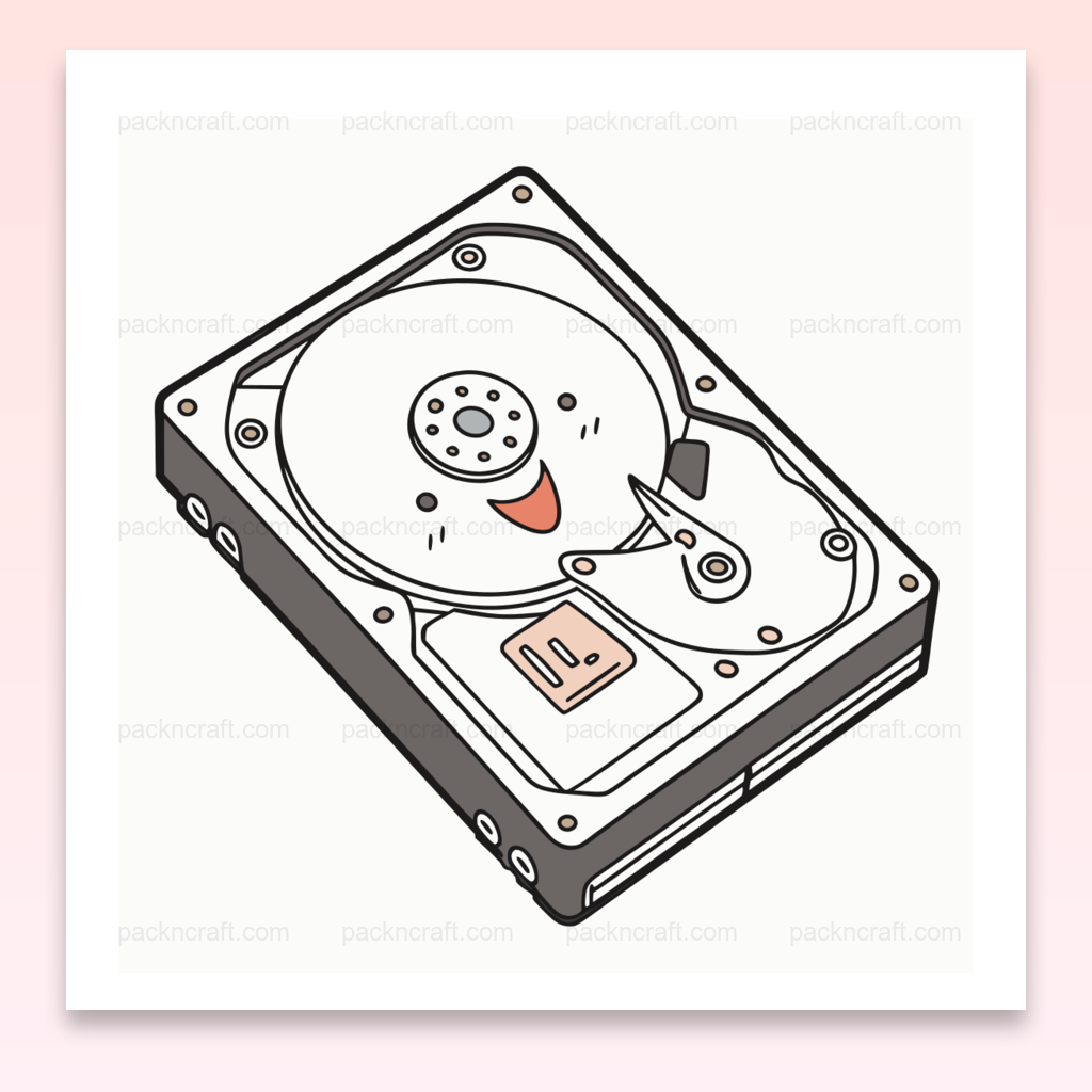 Illustration disque dur amusant en SVG, déco tech et projets DIY