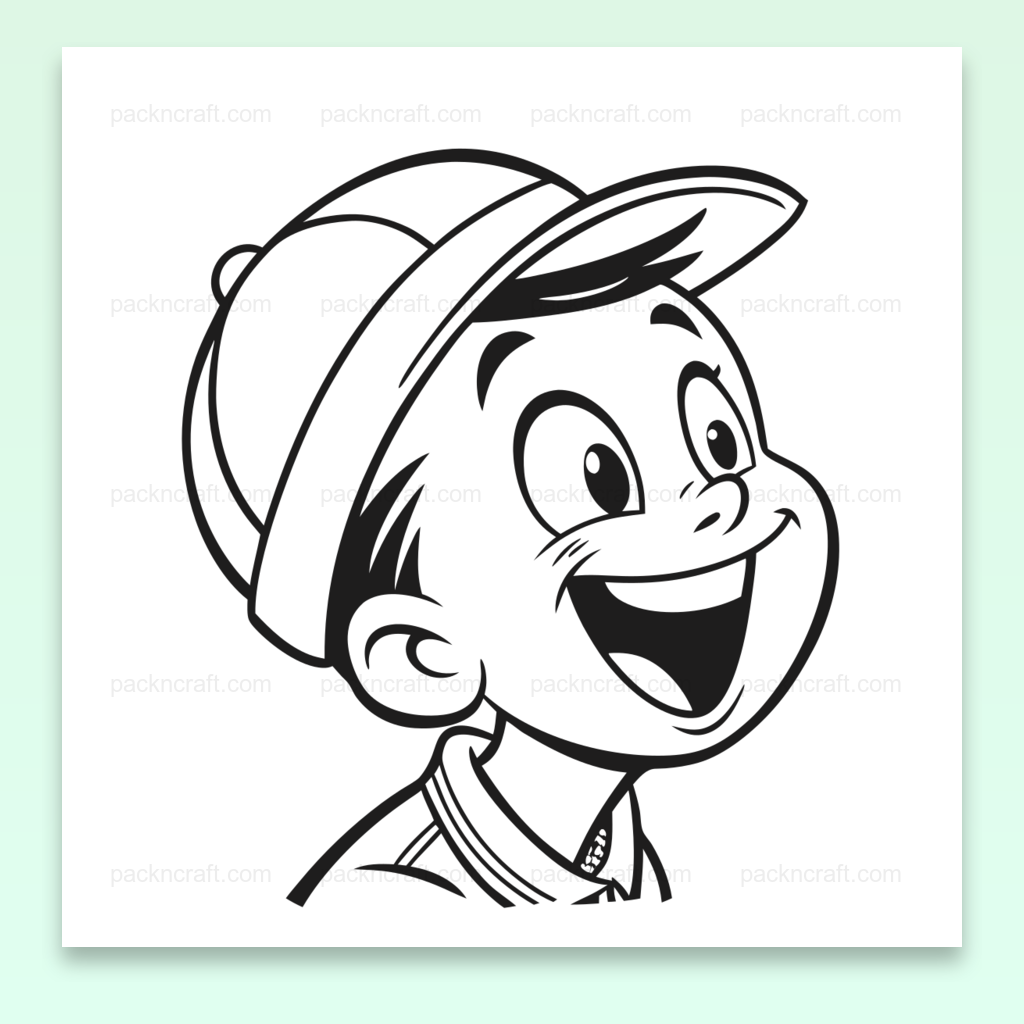 Garçon joyeux en casquette, illustration SVG pour projets DIY et éducatifs
