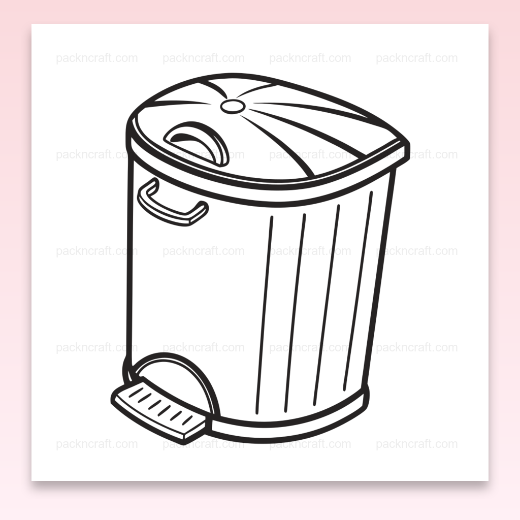 Illustration d'une poubelle à pédale stylisée doodle pour décoration