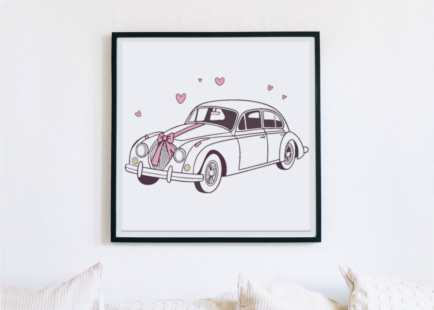 Affiche encadrée 'Just Married' pour décoration intérieure