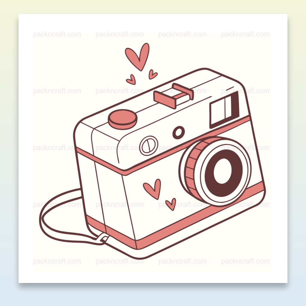 Illustration d'un appareil photo vintage en style doodle, idéale pour projets créatifs.