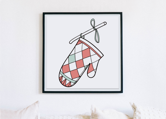 Cadre avec moufle suspendue minimaliste dans un style hivernal élégant