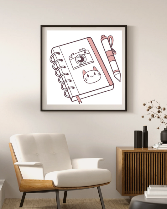 Cadre avec motif pastel d'un appareil photo numérique style kawaii