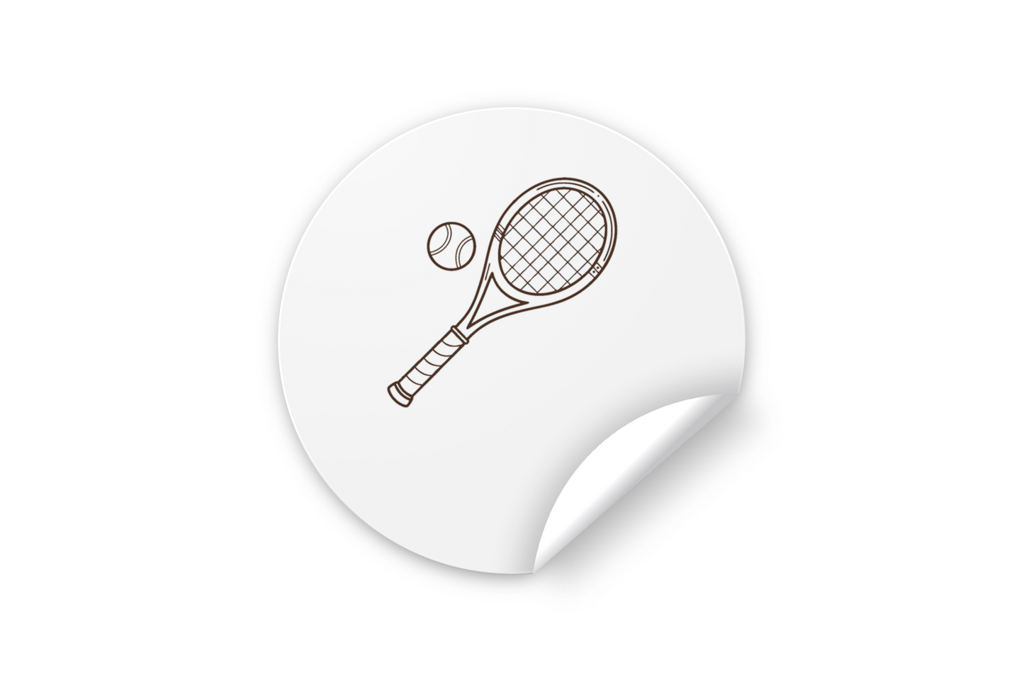Sticker avec raquette de tennis reposant sur fond minimaliste sportif
