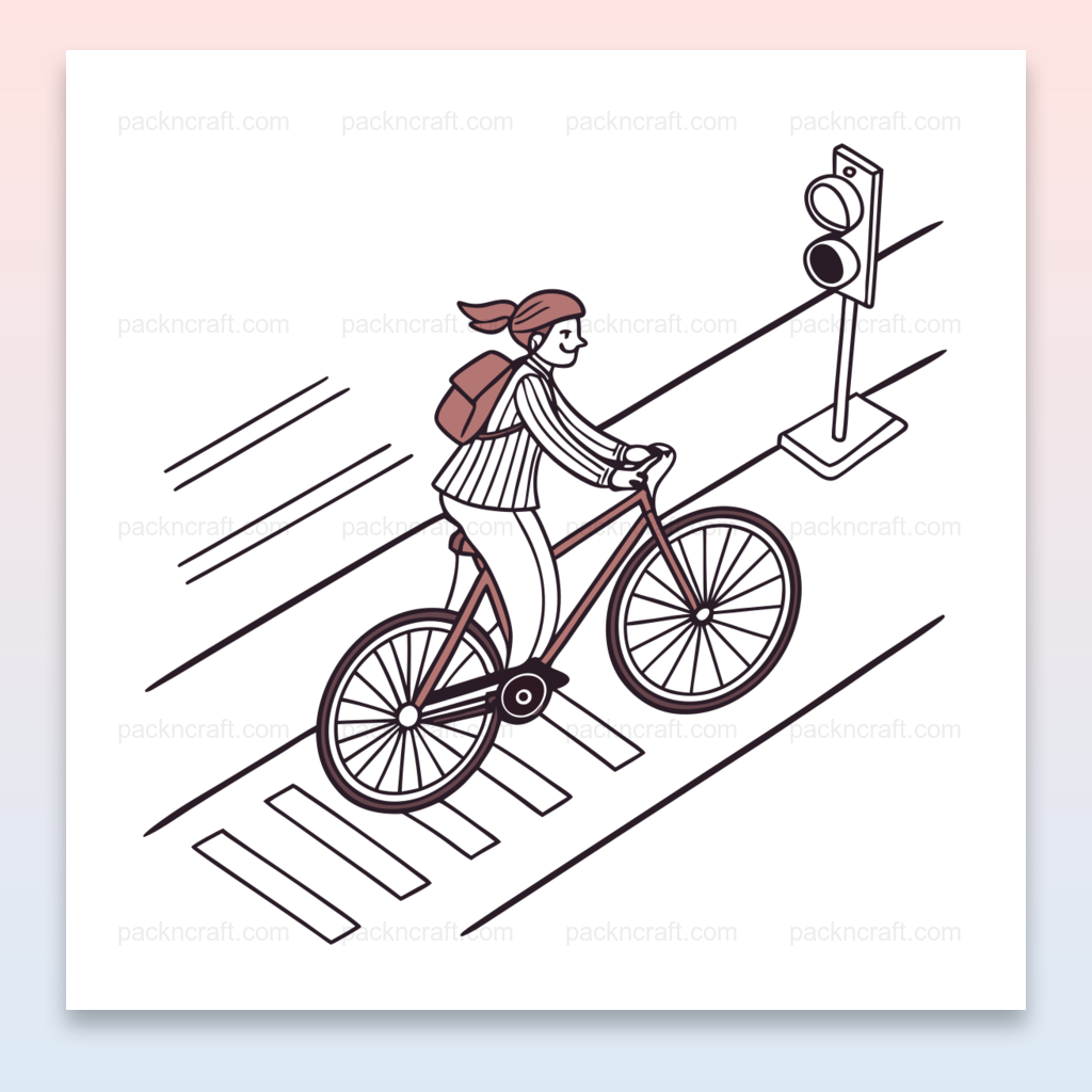 Illustration d'un cycliste urbain heureux, idéale pour papeterie et décoration.