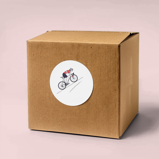 Sticker au motif sportif avec cycliste en action sur fond épuré moderne et dynamique