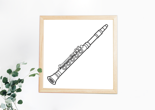 Cadre élégant avec une clarinette stylisée, parfait pour les amateurs de musique