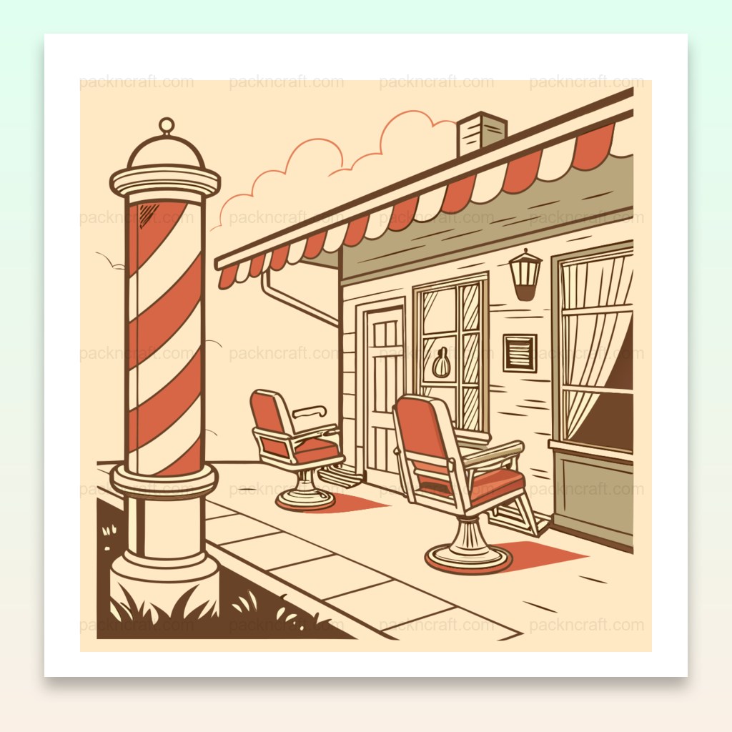 Illustration numérique rétro de barbier, style vintage, pour déco ou project DIY.