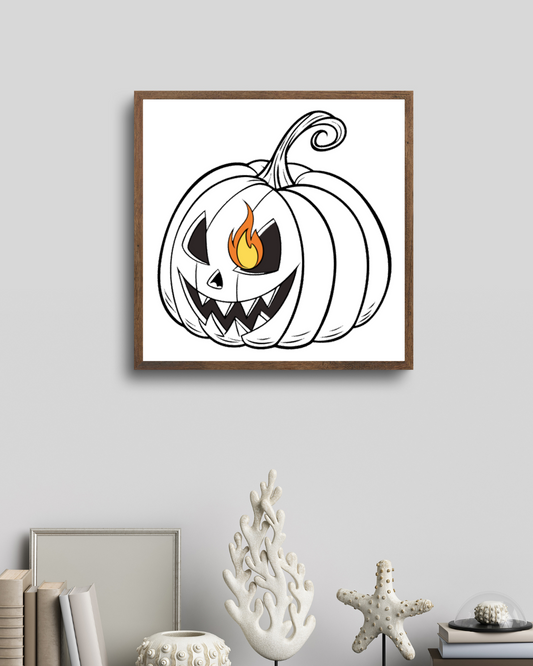 Cadre avec citrouille flamboyante pour un décor Halloween captivant et lumineux