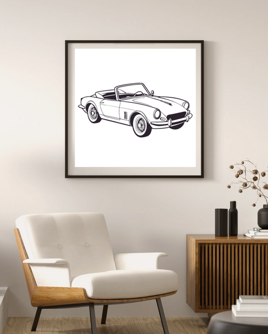 Cadre artistique avec voiture vintage pour décor élégante