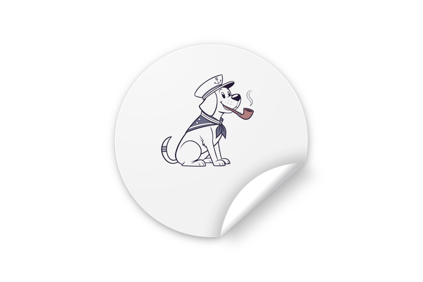 Sticker avec un chien marin joyeux affichant un style maritime coloré et ludique