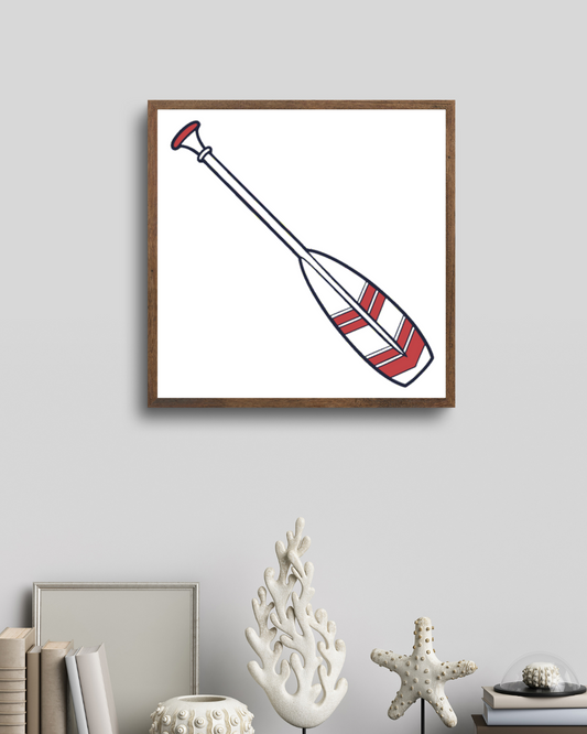 Cadre nautique avec une pagaie stylisée pour une touche marine originale