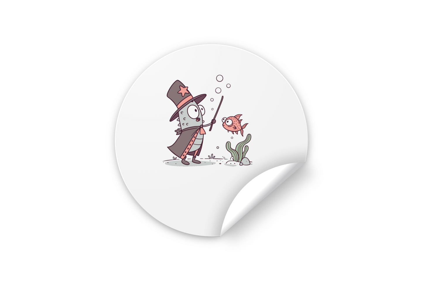 Sticker décoratif avec motif de poisson magicien style doodle vectoriel aquatique