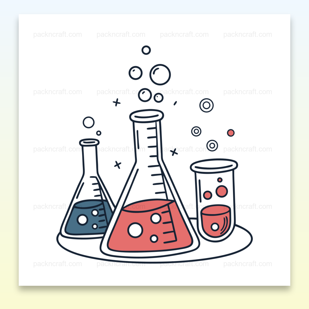Illustration scientifique moderne d'éprouvettes effervescentes, Graphique vectoriel de tubes à essai colorés, Dessin stylisé de laboratoire avec liquides colorés, Tubes à essai avec bulles pour décoration moderne, SVG d'éprouvettes pour projets créatifs et éducatifs